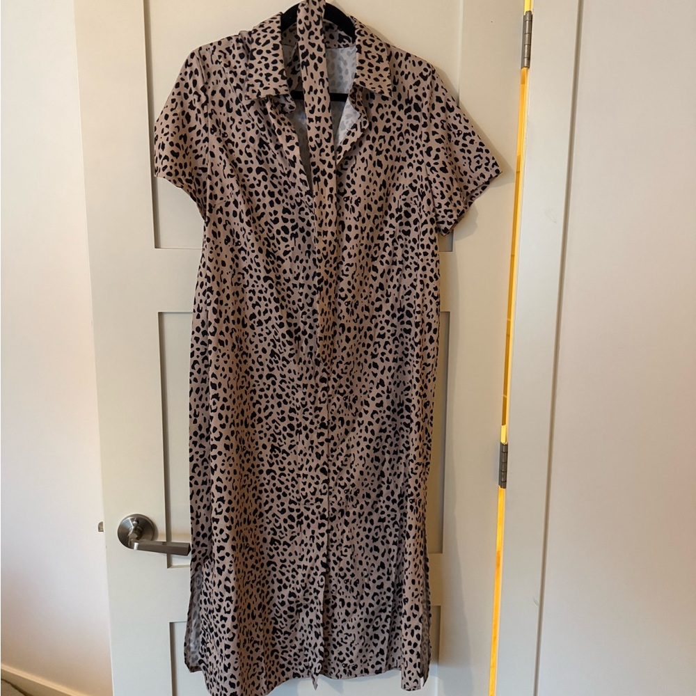 Leopard Print Button-Up Dress
